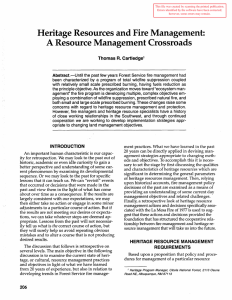 Heritage Resources and Fire Management: A Resource Management Crossroads Thomas R. Cartledge
