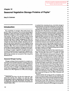 Seasonal Vegetative Storage Proteins of Poplar Chapter 16 Gary D. Coleman