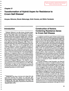 Transformation of Hybrid Aspen for Resistance to Crown Gall Disease '*&#34; Introduction