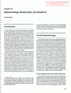 Biotechnology, Biodiversity, and Bioethics Introduction Chapter34