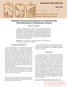 Research Note RM-402 Preliminary Burning Prescriptions for Ponderosa Pine