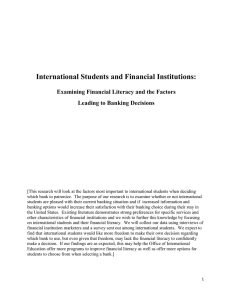 International Students and Financial Institutions: Examining Financial Literacy and the Factors