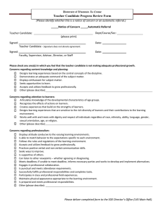 Teacher Candidate Progress Review Form