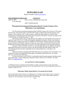 NEWS RELEASE  Wisconsin Environmental Education Board Awards Grants to Five