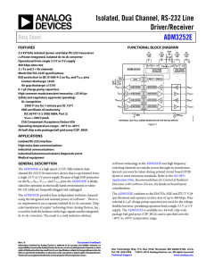 Isolated, Dual Channel, RS-232 Line Driver/Receiver ADM3252E Data Sheet