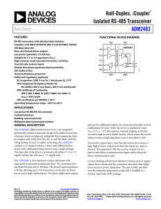 Half-Duplex, Isolated RS-485 Transceiver ADM2483 Data Sheet
