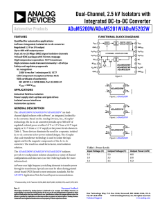 Dual-Channel, 2.5 kV Isolators with Integrated DC-to-DC Converter /