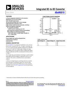 Integrated DC-to-DC Converter ADuM6010 Data Sheet FEATURES