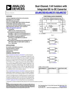 Dual-Channel, 5 kV Isolators with Integrated DC-to-DC Converter / ADuM6200