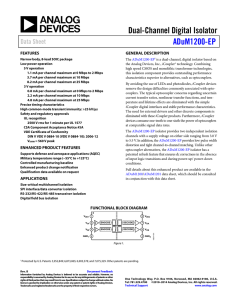 Dual-Channel Digital Isolator ADuM1200-EP Data Sheet FEATURES