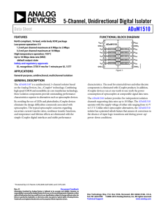 5-Channel, Unidirectional Digital Isolator ADuM1510 Data Sheet FEATURES