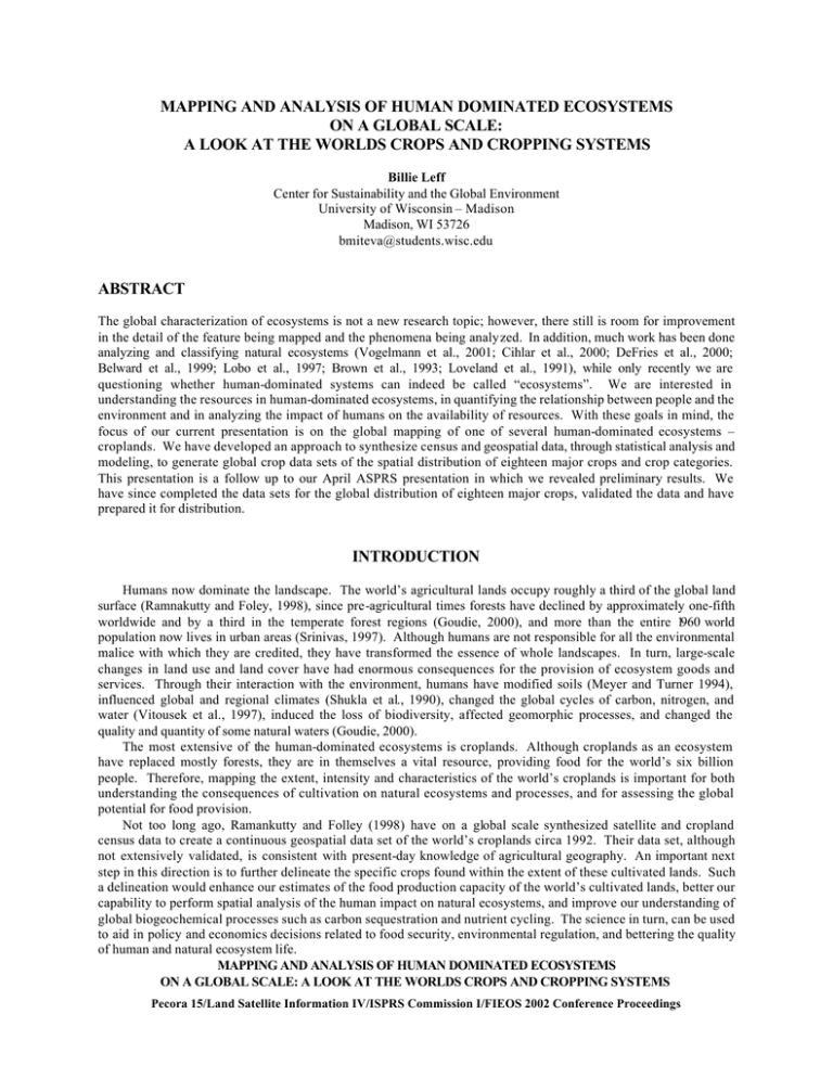 mapping-and-analysis-of-human-dominated-ecosystems-on-a-global-scale