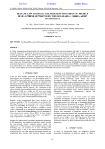 RESEARCH ON ASSESSING THE PROGRESS TOWARDS SUSTAINABLE