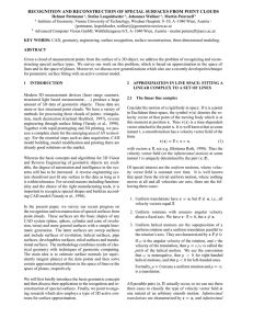 RECOGNITION AND RECONSTRUCTION OF SPECIAL SURFACES FROM POINT CLOUDS