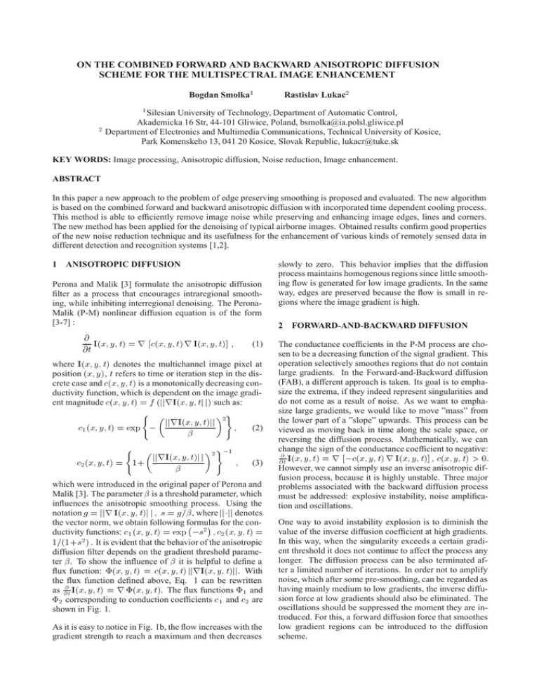 ON THE COMBINED FORWARD AND BACKWARD ANISOTROPIC DIFFUSION
