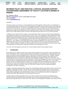 BETWEEN POLICY AND PRACTICE: A SPATIAL DECISION SUPPORT ISPRS IGU