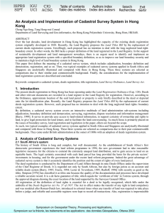 An Analysis and Implementation of Cadastral Survey System in Hong Kong ISPRS SIPT