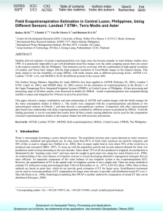 Field Evapotranspiration Estimation in Central Luzon, Philippines, Using ISPRS