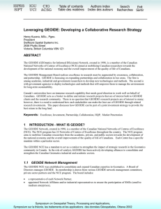 Leveraging GEOIDE: Developing a Collaborative Research Strategy ISPRS IGU CIG
