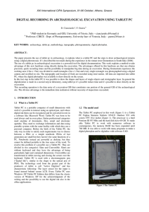 DIGITAL RECORDING IN ARCHAEOLOGICAL EXCAVATION USING TABLET PC