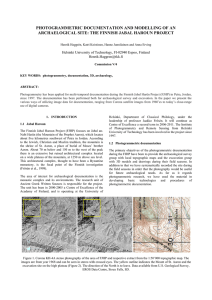 PHOTOGRAMMETRIC DOCUMENTATION AND MODELLING OF AN