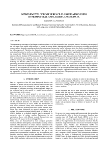 IMPROVEMENTS OF ROOF SURFACE CLASSIFICATION USING HYPERSPECTRAL AND LASER SCANNING DATA