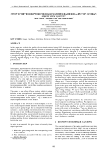 STUDY OF SIFT DESCRIPTORS FOR IMAGE MATCHING BASED LOCALIZATION IN... STREET VIEW CONTEXT