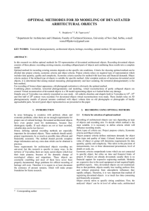 OPTIMAL METHODES FOR 3D MODELING OF DEVASTATED ARHITECTURAL OBJECTS