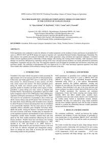 ISPRS Archives XXXVIII-8/W3 Workshop Proceedings: Impact of Climate Change on... WEATHER BASED PEST AND DISEASE FOREWARNING MODELS IN GROUNDNUT