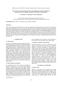 ISPRS Archives XXXVIII-8/W3 Workshop Proceedings: Impact of Climate Change on... IMPACT OF CLIMATE CHANGE ON RICE AND GROUNDNUT YIELD USING... REGIONAL CLIMATE MODEL AND DSSAT CROP SIMULATION MODEL