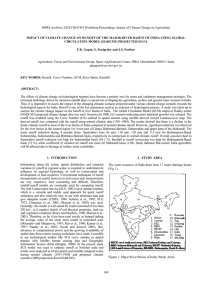 ISPRS Archives XXXVIII-8/W3 Workshop Proceedings: Impact of Climate Change on... IMPACT OF CLIMATE CHANGE ON RUNOFF OF THE MAJOR RIVER... CIRCULATION MODEL (HADCM3) PROJECTED DATA