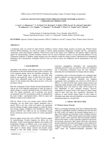 ISPRS Archives XXXVIII-8/W3 Workshop Proceedings: Impact of Climate Change on... CLIMATE CHANGE SCENARIOS WITH WIRELESS SENSOR NETWORK &amp; GEO-ICT— J. Arun