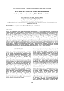 ISPRS Archives XXXVIII-8/W3 Workshop Proceedings: Impact of Climate Change on... RICE-ECOSYSTEMS OF INDIA IN THE CONTEXT OF METHANE EMISSION