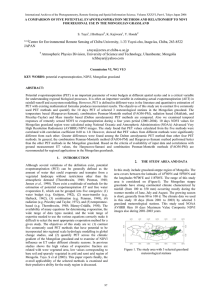 A COMPARISON OF FIVE POTENTIAL EVAPOTRANSPIRATION METHODS AND RELATIONSHIP TO... FOR REGIONAL USE IN THE MONGOLIAN GRASSLAND