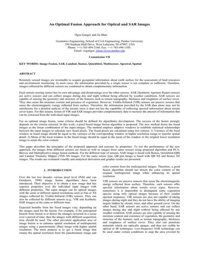 An Optimal Fusion Approach for Optical and SAR Images