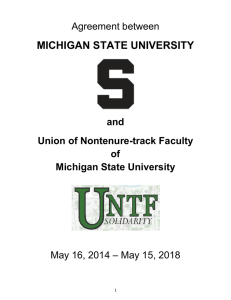 MICHIGAN STATE UNIVERSITY Agreement between May 16, 2014 – May 15, 2018 and