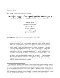 Lack-of-fit testing of the conditional mean function in Hira L. Koul