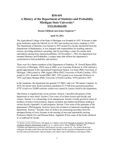 RM-691 A History of the Department of Statistics and Probability www.stt.msu.edu