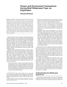 Person and Environment Transactions During Brief Wilderness Trips: an Exploration Norman McIntyre