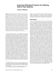 Important Biological Factors for Utilizing Native Plant Species Loren E. Wiesner