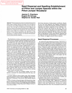 Seed Dispersal and Seedling Establishment Pinon-Juniper Woodland