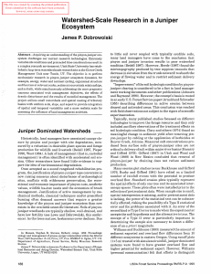 Watershed-Scale Research  in  a Juniper Ecosystem James P.  Dobrowolski