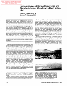 Hydrogeology and Spring Occurrence of a Utah Francis J.  McCarthy III