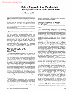 Role of Pinyon-Juniper Woodlands in Aboriginal Societies of the Desert West