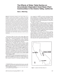 The Effects of Water Table Decline on Groundwater-Dependent Great Basin Plant