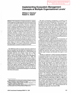 Implementing Ecosystem Management Concepts at Multiple Organizational Levels William T.  Sexton