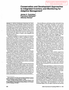 Conservation and Development Approaches to Integrated Inventory and Monitoring for Adaptive Management