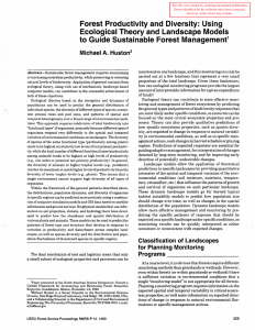 Forest Productivity and  Diversity:  Using