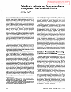 Criteria and Indicators of Sustainable Forest Management: the Canadian Initiative J. Peter Hall