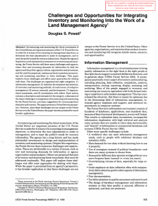 Challenges and  Opportunities for Integrating Land  Management Agency1